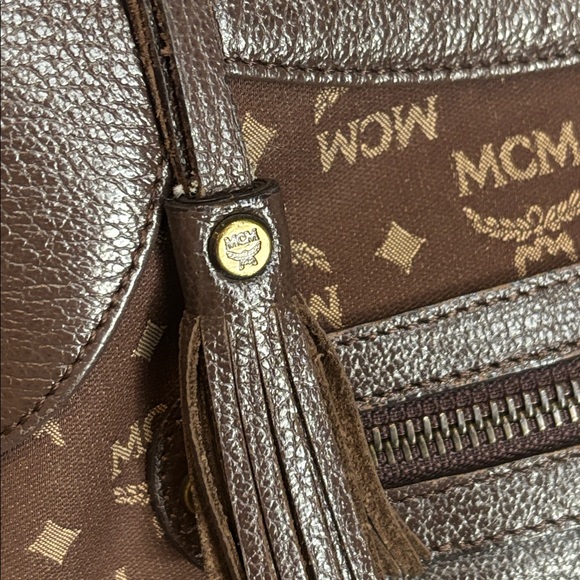 MCM Visetos Glam Handbag Brown Canvas Leather - Picture 4 of 10